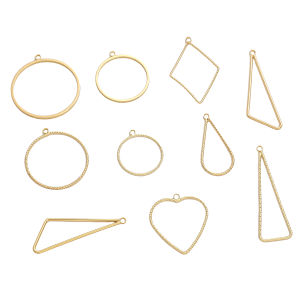 1PC 14K Gold Plated Brass Frame Findings Geometry Charms for Necklace Earring Pendant DIY Jewelry Making Findings