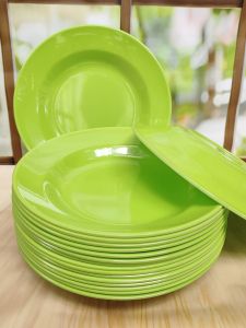 6pcs piring makan bulat polos melamine 9inc tebal tahan panas berkuwalitas gratis 1 sendok