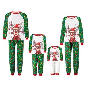Christmas Family Parent-Child Wear Pajamas Home Wear Colorful Balloon Pattern Cartoon Elk Printing Party Style Costume for Taking Photo