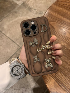 Brown down Jacket Letter Bear Silicone Phone Case for Apple 16 pro Max Full Cover Protection Womens Style Luxury Simple Design