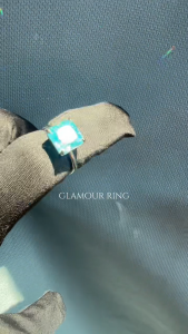 ASIXGOLD S925 Sterling Silver Luxurious Square Ocean Blue Moissanite Ring - Ice Flower Cut Zircon Fashion Jewelry for Women