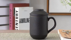 【SG Stock】🍵 ceramic cup with cover filter tea cup office coffee cup casual tea mug Chinese tea cup茶杯