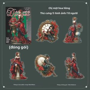 Bộ Sticker PET Phong Cách Châu Âu Tối Màu Chủ Đề Khiêu Vũ Cùng Bóng Tối 10 Tờ Thương Hiệu Mr.Paper Dùng Trang Trí Sổ Tay Nhân Vật.
