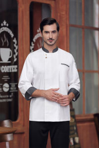 Long Sleeve Chef Uniform Costume Breathable Food Service Restaurant Kitchen Man Shirt Cooking tops Cafe BBQ Bakery Barber Waiter Chef Uniform for Men chief Uniform Set for Men chef Uniform Women Set