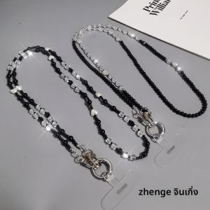 สร้อยคอโทรศัพท์มือถือแบบยาว กระเป๋าสะพายข้าง โลหะผสม คริสตัลหัวใจ สร้อยคอร้อยลูกปัดรูปผีเสื้อ แข็งแรง สำหรับผู้หญิง