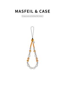 MASFEIL | Orange Crystal Beads Phone Lanyard for Apple 17 Phone Case Accessories