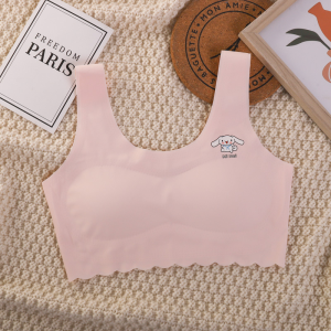 Ice Silk Seamless Sports Bra for Girls High School Students Thin Mold Cup Spandex Lining Non-Trace Underwear for Summer