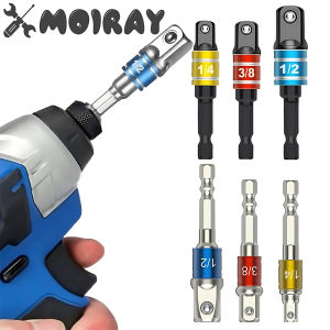 Drill Socket Adapter Kit Impact Drill Extension Bit Socket Adapter Kit 1/4 3/8 1/2 Square Head 1/4 Hex Shank Drill Tools