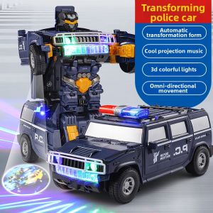 Transformable Rotating Police Car Toy