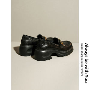 Heel Raise 5cm Sheepskin Camellia Thick Bottom Loafers Womens Spring New Style Retro Flat Heels Shoes Comfortable Casual Footwear