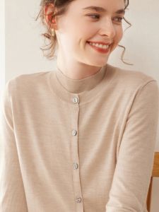YAKUER | Light Weight 100% Fine Merino Wool Knitted Women Cardigan