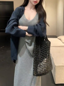 LIRUSHAN | Casual Sleeveless Dress Knit Vest Long Gray