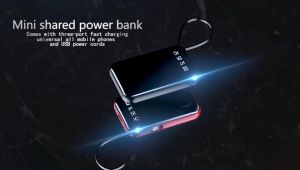 Mini power bank 800000mah original support Fast charging powerbank With LED light and LCD display screen Built 4 Cable