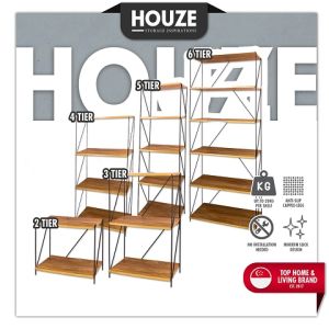 HOUZE - RALF Slim Storage Rack | Storage Shelf -  2 Tiers | 3 Tiers | 4 Tiers | 5 Tiers | 6 Tiers