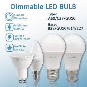 หลอดไฟหรี่แสงได้ LED GU10 E27 E14 10-50ชิ้นไฟสปอร์ตไลท์โคมไฟเทียนไข220V 5W 7W 10W ตาม90% หรี่การใช้งานเดือน