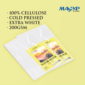 MayArt Favini Watercolour Paper Pack 200gsm 100% Cellulose Cold Pressed Extra White A3/A4