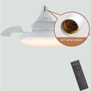 Smart Invisible LED Ceiling Fan lights Remote Control E27 Base retractable blades ceiling lamp fan Bedroom Study Lighting