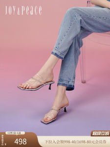 Shiny Diamond Fairy Tale Style High Heels Sandals Square Head Low Cut Fashionable Womens Shoes Joy&Peace Summer New Arrival