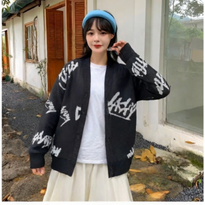 Cardigan Rajut Wanita Sky  Hitam Abu abu Best seller