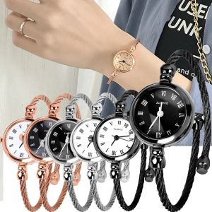 Luxury Fashion Gold Bangle Bracelet Women Watches Stainless Steel Retro Ladies Quartz Wristwatches Ulzzang Brand Small Clock