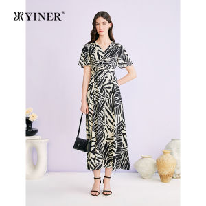 Fashionable Color Block Printed Silk Blend Dress