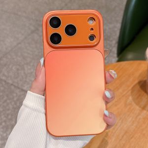 Large Window Rainbow Gradient Matte Phone Case For iPhone 13 14 15 16 17 Pro Max Soft Bumper Lens Protection Shockproof Cover
