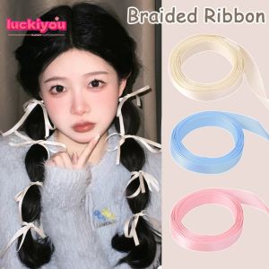 【Luckiyou】Korean Super Fairy Ribbon Fashion Bowknot  Braided Hair Ribbon Sweet Cool Double Ponytail Tie Twist Braid Hair Accessories