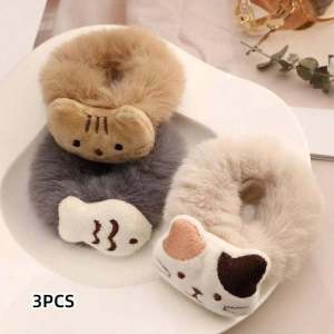 Stuffed Fish Hair Band Minimalist Girl Cute Hair Rope Sweet Furry Hair Accessories Soft and Adorable Fall and Winter Rubber Band