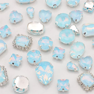 40 Viên Đá Pha Lê Opal Nhiều Hình Dạng Mặt Phẳng Gắn Móng Màu Bạc Dùng Để May Trang Trí Quần Áo Đồ Thủ Công DIY