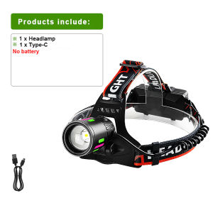 Type-C Rechargeable Aluminum Alloy Headlamp Super Bright Front Head Lamp 5 Lighting Modes Zoomable Head Light Fishing Camping