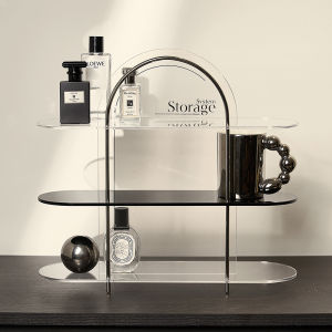 Minimalist Black Acrylic Storage Rack Perfume Storage Rack Bedroom Desktop Water Cup Cosmetic Hand-Made Display Cabinet