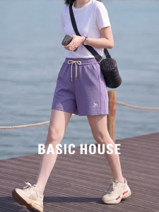 Basic House | Purple Horse Embroidery A-Line High-Waisted Sport Shorts