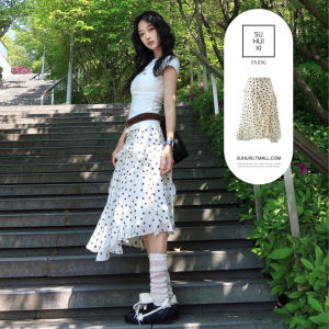 SUHUIQIAN | Polka Dot High Waist A-Line Skirt