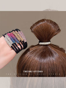 Super Flash Rhinestone Rubber Band Female Elegant Tie Ponytail Leather Band Hair Rope 2023 New Arrival High Elastic Tie Hair Ring Hair Rope