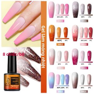 Bộ Sơn Móng Tay Nhiệt Đổi Màu UV/LED 8 Món Không Mùi Khô Nhanh Lâu Trôi Không Chì Bộ Sơn Gel Làm Móng Nghệ Thuật Tự Làm