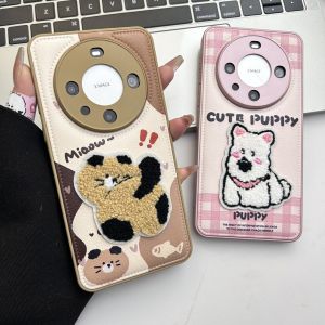 Fall Winter Leather Embroidered West Highland Phone Case Suitable for Huawei Mate70 Pura80 pro Girl Style Full Cover Apple 17 Soft