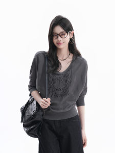zuocisankon | Áo Thun Dài Tay V-Neck Mỏng Thông Khí
