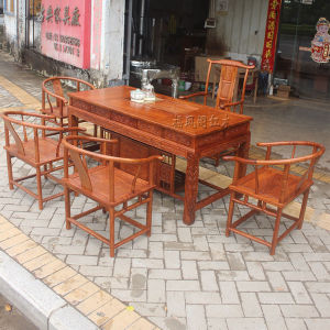 Red Sandalwood Tea Table Set Combination Home Office New Chinese Style Solid Wood Furniture Hibiscus Office Coffee Table