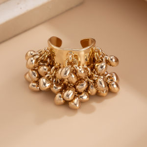 Tassel Beads Wide Face Open Ring Womens Trendy Hip Hop Personality Niche Popular Photography Matching Accessories