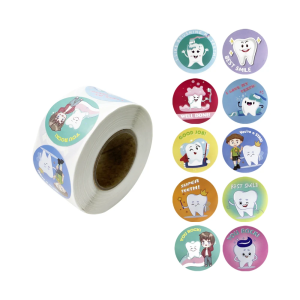 other | 1 Roll Tooth Round Sticker Dental Cartoon Cute Teeth Shape Stickers Gifts Dentist Clinic Label DIY Kids Gift Decoration Decals