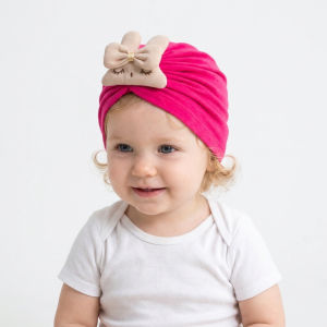 New Spring Infant Fetal Cap 0-12M Cartoon Bunny Bow Decoration Baby Hooded Hat 10 Colors Toddler Ventilate Hat
