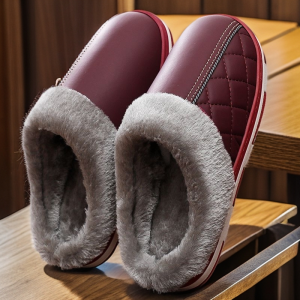 Dép Bông Lót Lông Cừu Mùa Đông Cho Nam Và Nữ Đế Mềm Chống Trượt Ấm Áp Chống Thấm Nước Dép Da Ngoài Trời