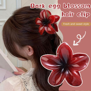 【♡Lovely girls house♡】Red Bohemia Hairpin Flower Claw Clip Back Head Shark Clip Hair Accessories 8cm