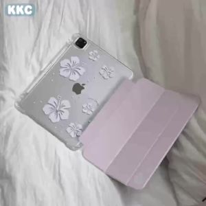 Ốp iPad Màu Hồng Sakura Phong Cách Hàn Quốc Dành Cho Nữ Có Khe Cắm Bút Tương Thích Với iPad Thế Hệ 9/8/7 10.2 inch/iPad Pro Thế Hệ 10/11 11 Inch 2018-2025 Vỏ Bảo Vệ TPU M4