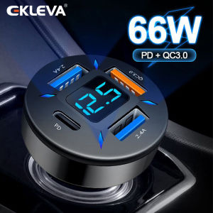 EKLEVA 66W 4 Ports USB Car Charger Fast Charging PD Quick Charge 3.0 USB C Car Phone Charger Adapter For iPhone Xiaomi Samsung