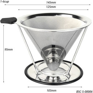 304 Stainless Steel Paperless Coffee Filter with Stand