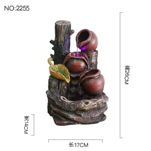 Rural Landscape Rockery Waterfall Ornament Circular Spray Fountain View Living Room Home Desktop Wealth Attracting Humidifier Company Opening Gift