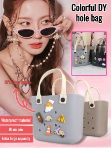 【MISUIY】[DIY Colorful] New Korean Style Hole Handbag Handbag Beach Bag EVA Bag Shoulder Bag Large Capacity/EVA Beach Bag/Small Bag DIY Handmade Decoration