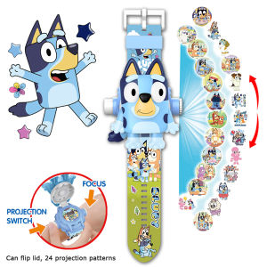 Bluey 24 Projection Pattern Toy Watches Electronic Display Wristwatch Anime Peripherals Clock Cartoon Watch Childrens Gifts