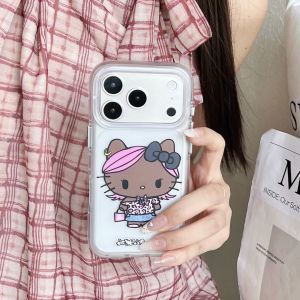 Sanrio | Cute Sanrio Hello Kitty Frosted Transparent Phone Case For iphone 17 16 15 14 Pro Max 13 Double Layer IMD Protective Soft Cover